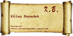 Köles Benedek névjegykártya