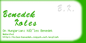 benedek koles business card